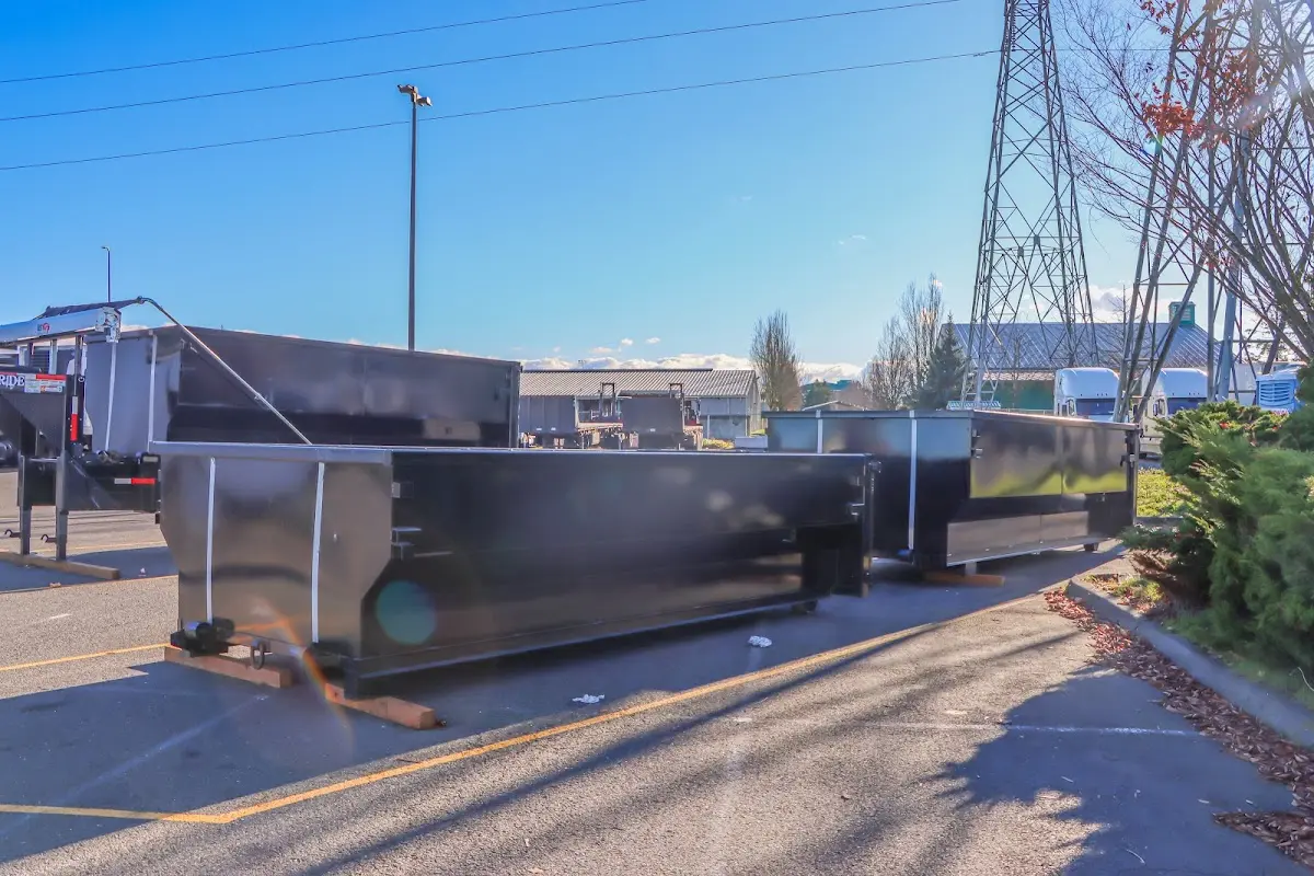 Roll-off dumpster ready for waste disposal at job site for 4 Yard Dumpster Rental in Carlstadt